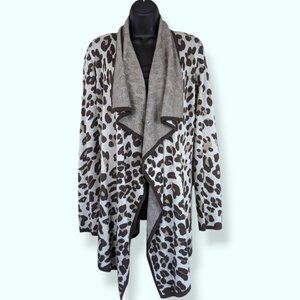 Neiman Marcus Leopard Print Knit Cardigan